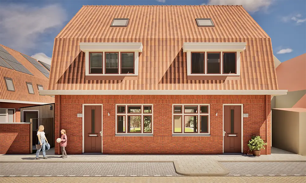 Nieuwbouwwoningen aan de Oranjestraat, beeld uit de website voor Woonforte