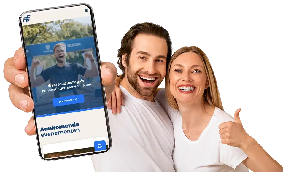 Stel laat de website van FPF-net zien op een telefoon