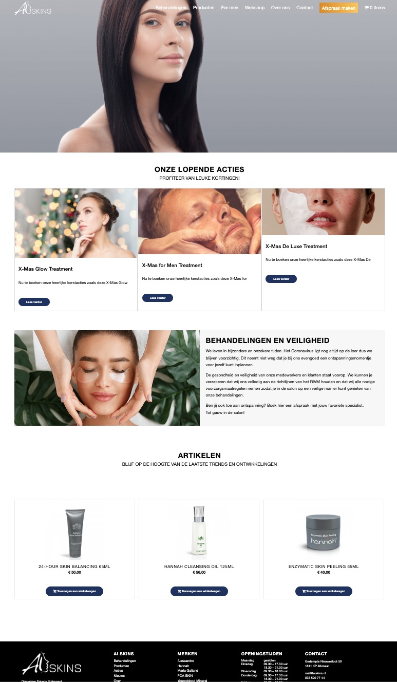 Schermafbeelding van de website van Ai Skins