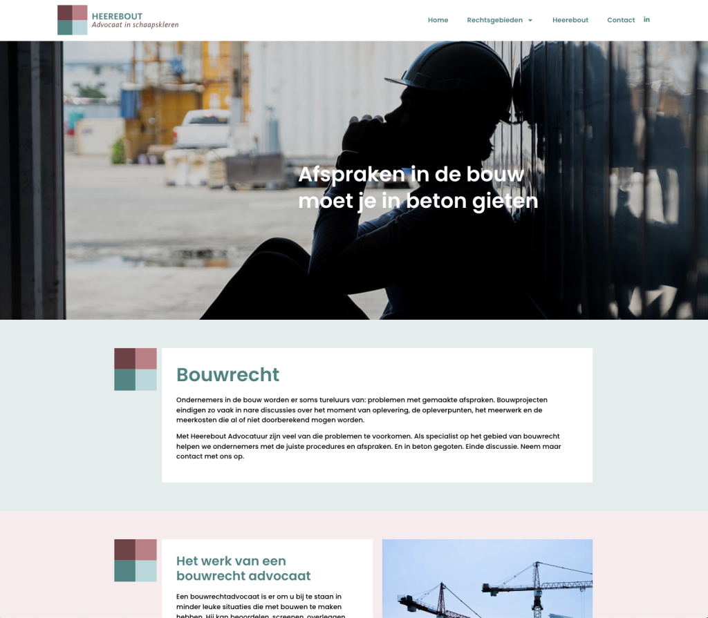 Schermafbeelding van de website van Heerebout Advocatuur, deel 2