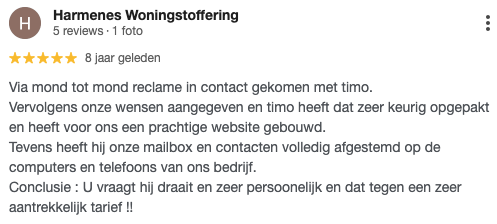 Schermafbeelding van de website van Harm & Es
