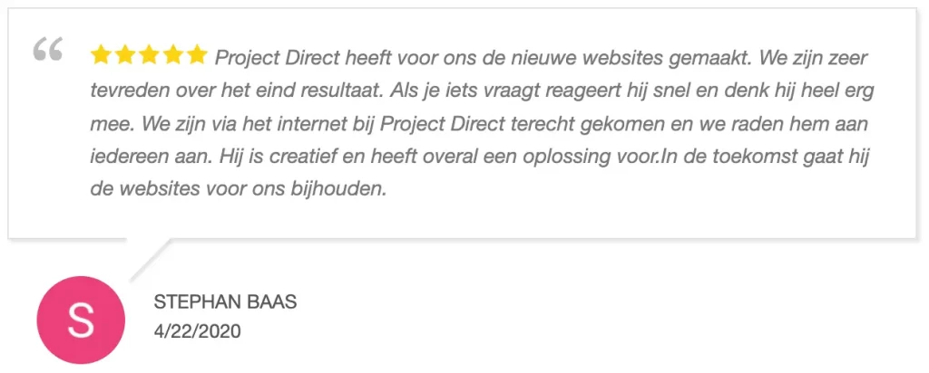 Schermafbeelding van de website van Stephan Baas schilders, deel 1