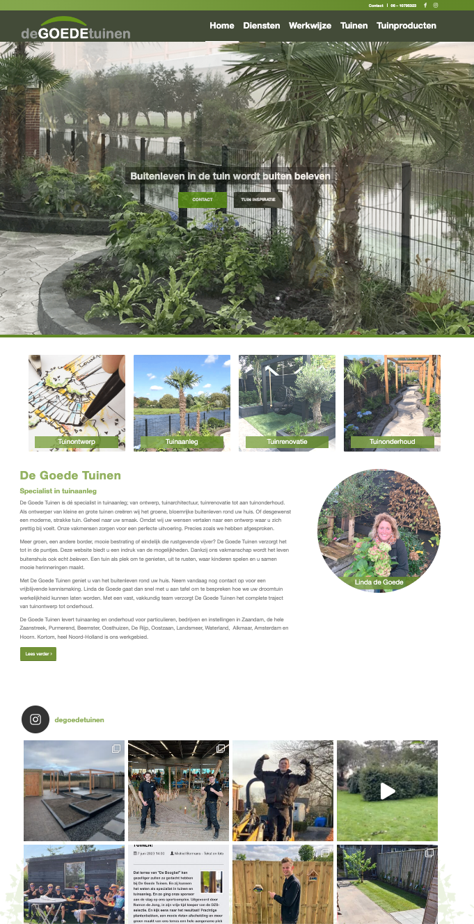 Schermafbeelding van de website van De Goede tuinen