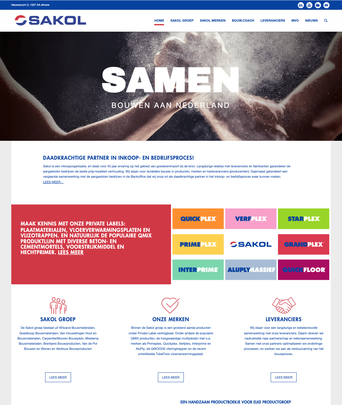 Schermafbeelding van de website van Sakol, deel 1