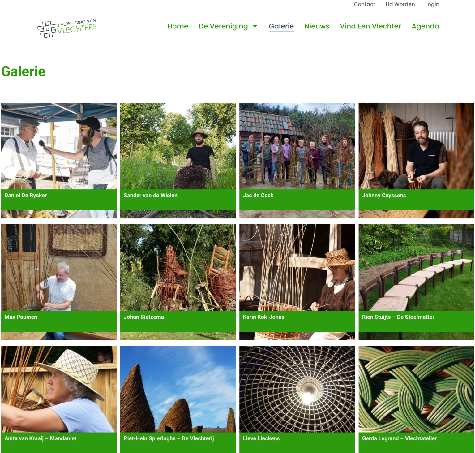 Schermafbeelding van de website van Vereniging van Vlechters