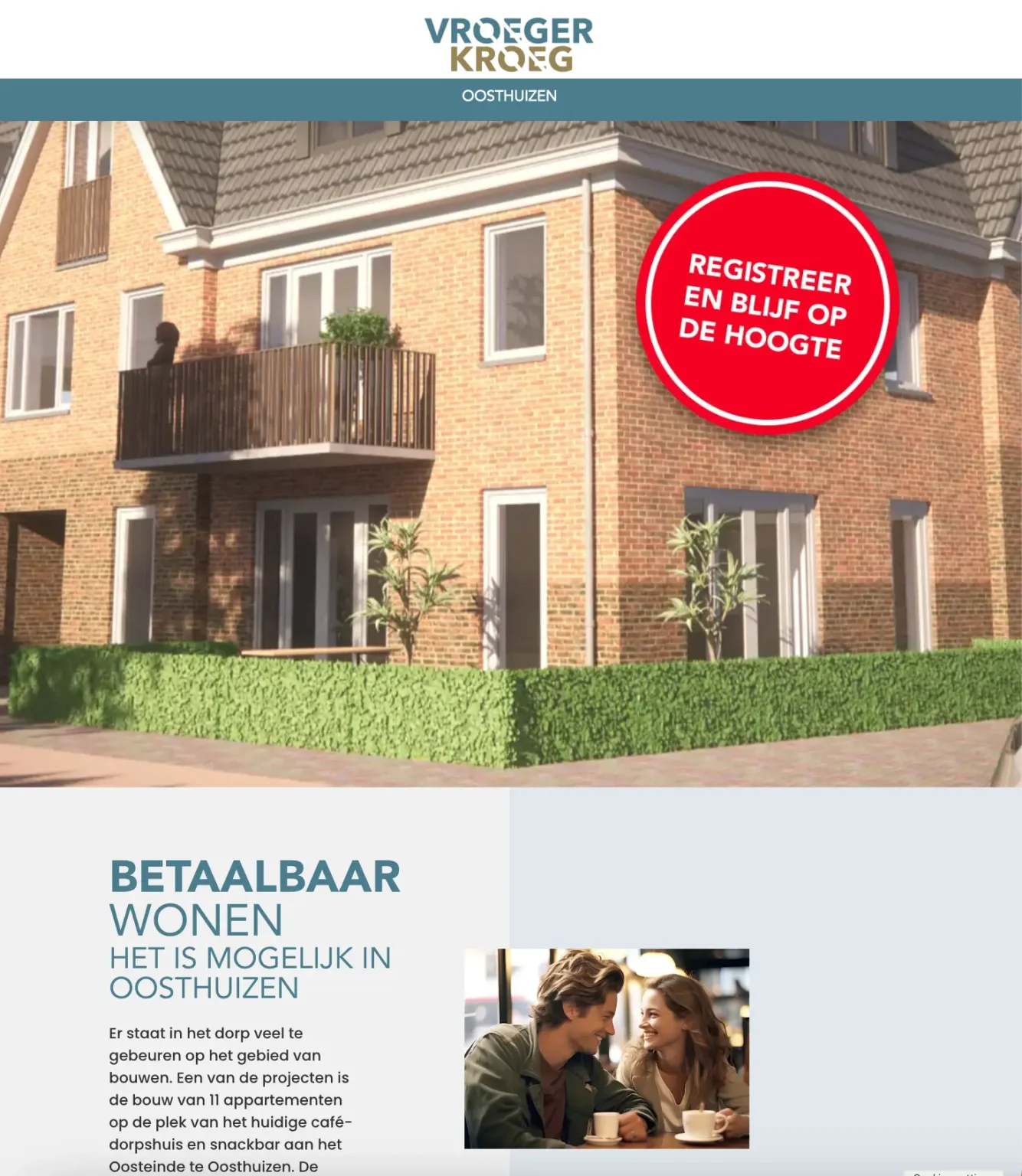 Schermafbeelding van de website van Vroeger Kroeg