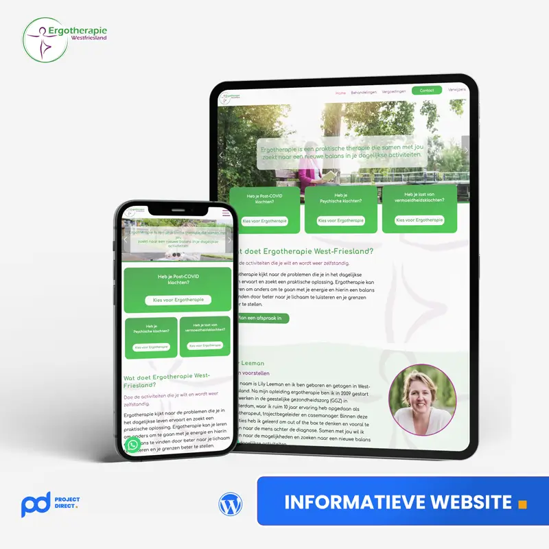 Ergotherapie West-Friesland: website en huisstijl, gemaakt door Project Direct