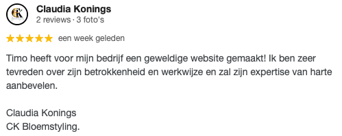 Schermafbeelding van de website van CK Bloemstyling