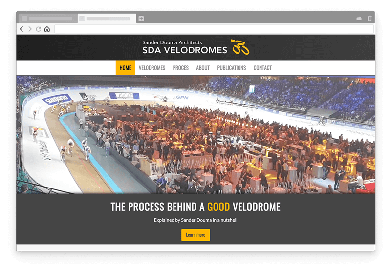 Schermafbeelding van de website van SDA Velodromes, deel 1