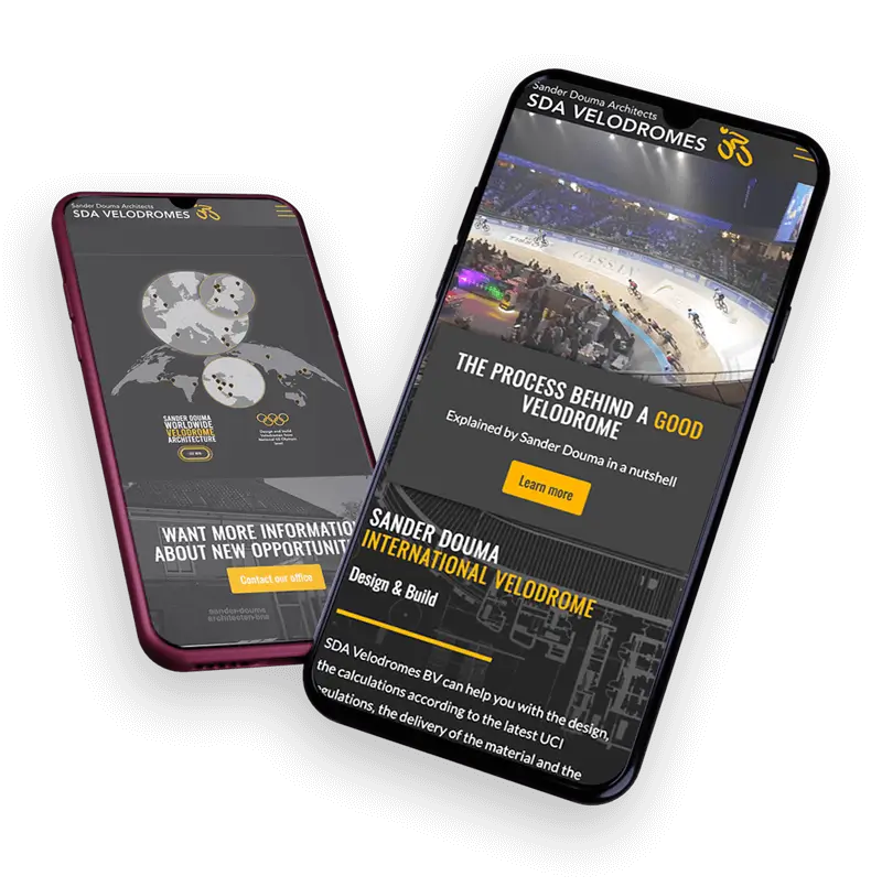 Schermafbeelding van de website van SDA Velodromes, deel 2