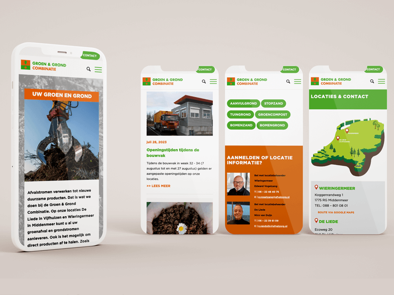 Schermafbeelding van de website van Groen & Grond Combinatie, deel 1