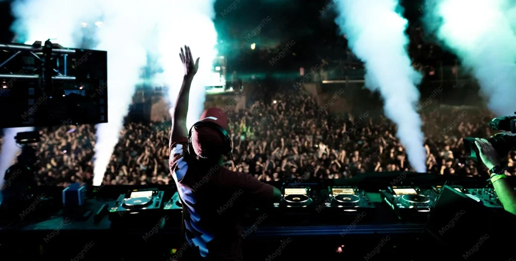Feest en entertainment DJ op festival voor website entertainmentbedrijf