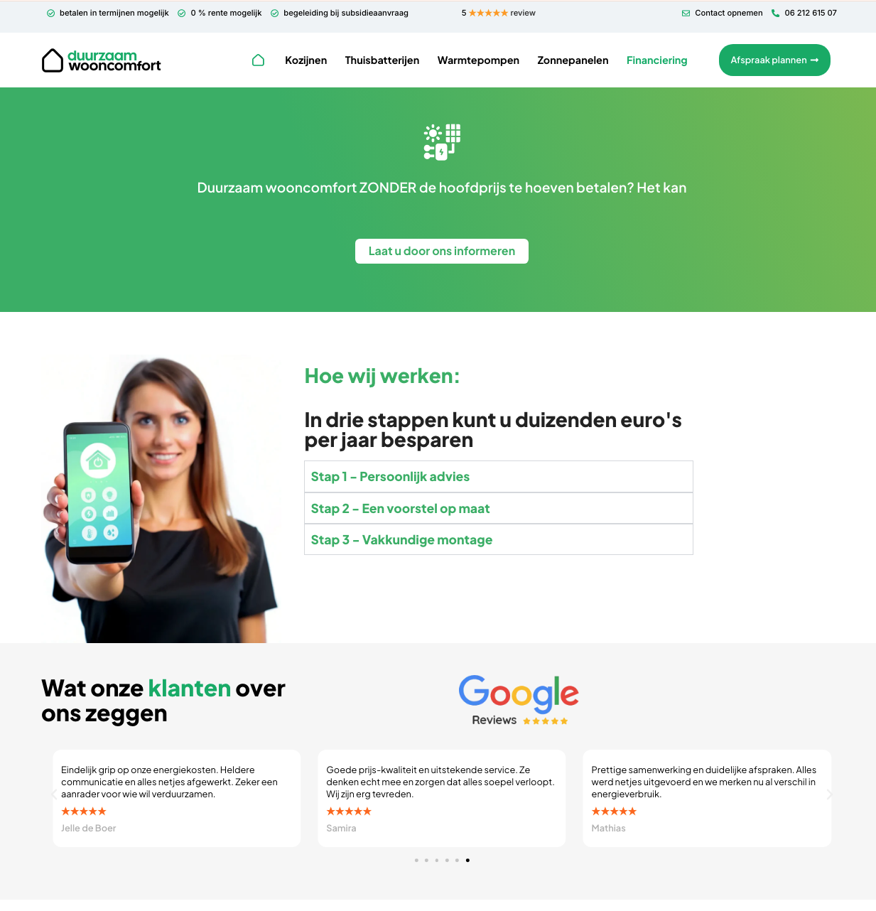 Schermafbeelding van de website van Duurzaam Wooncomfort, deel 2