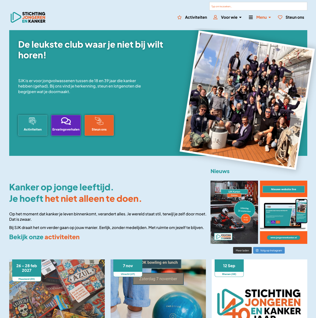 Schermafbeelding van de website van Stichting Jongeren en Kanker, deel 2