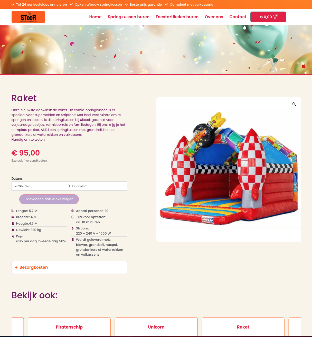 Schermafbeelding van de website van Stoer Springkussens, deel 2