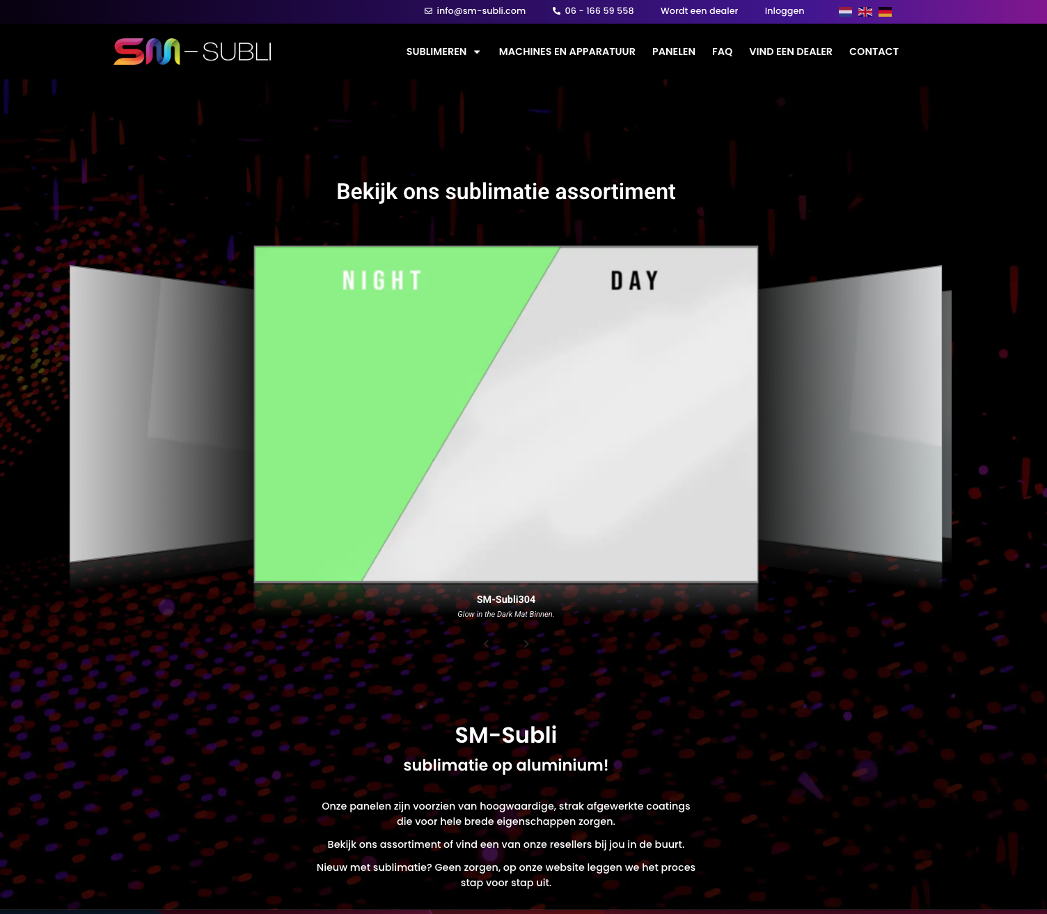 Schermafbeelding van de website van SM-Subli, deel 2