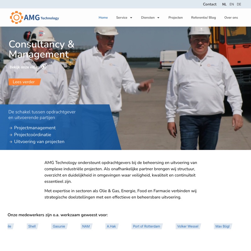 Website van AMG Technology, gemaakt door Project Direct