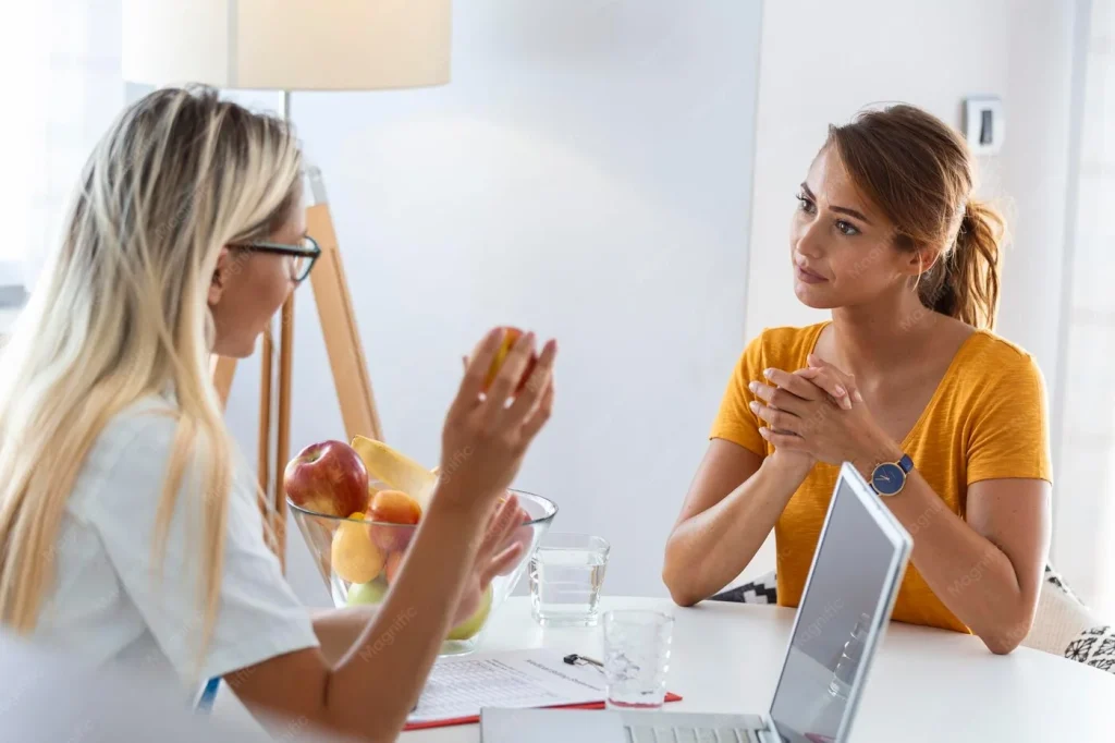 Diëtisten tijdens een persoonlijk voedingsadvies