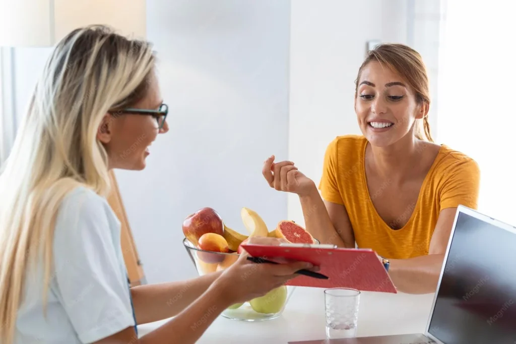 Diëtistenpraktijk met een warme intake voor een cliënt