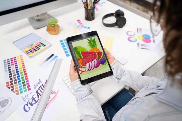 Grafisch ontwerpers – visueel concept uitwerken op een tablet