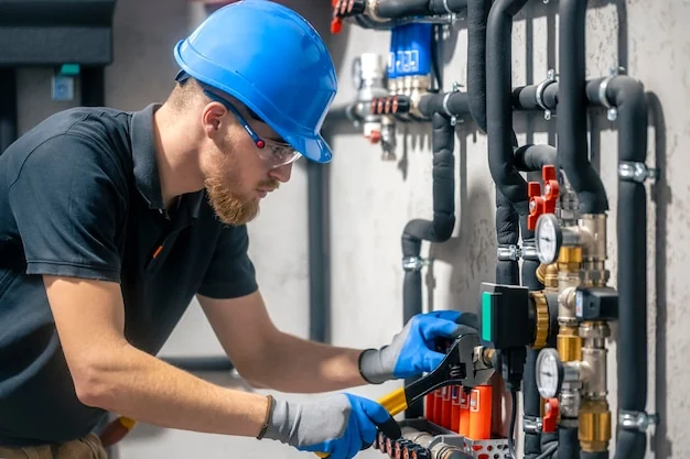 Installatiebedrijven – monteur werkt aan leidingen en verwarmingsinstallatie