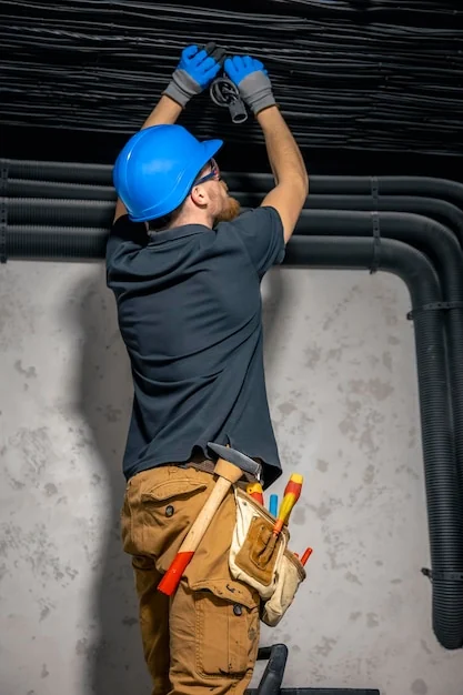 Installatiebedrijven – vakman legt elektrische bekabeling aan