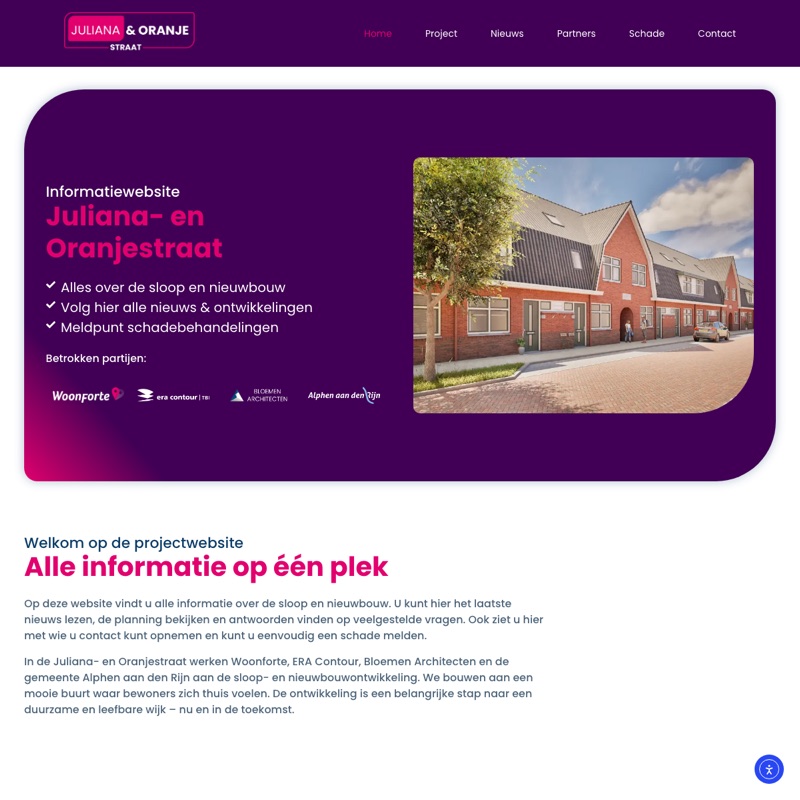 Website van Julianastraat en Oranjestraat, gemaakt door Project Direct