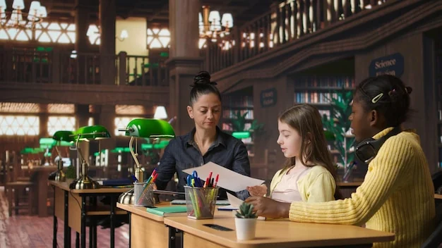 Onderwijs – samen studeren in een rustige bibliotheek