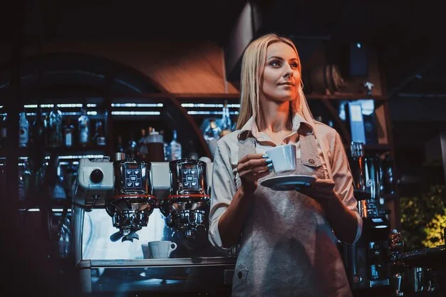 Restaurants en cafés – barista achter de espressomachine
