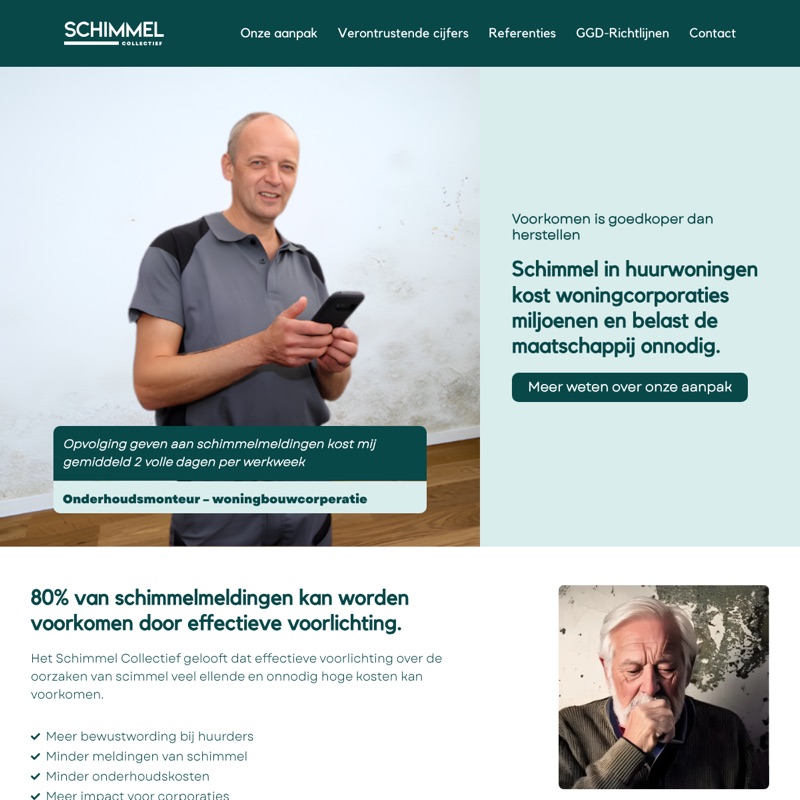 Website van het Schimmel Collectief, gemaakt door Project Direct