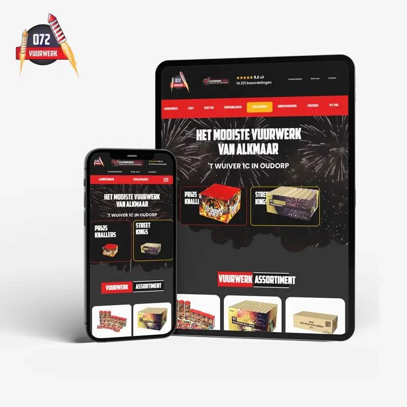 072 Vuurwerk: verkoopsite, gemaakt door Project Direct