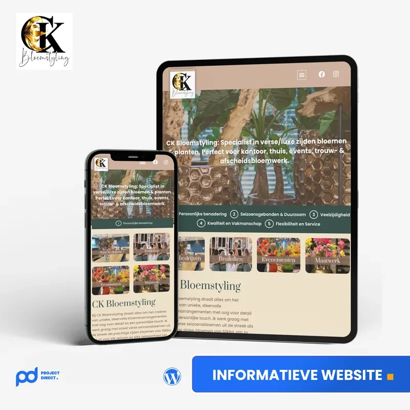 CK Bloemstyling: website laten maken, gemaakt door Project Direct