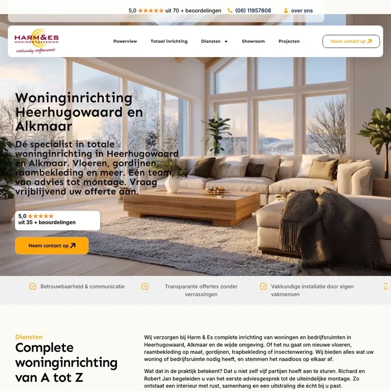 Website van Harm & Es, gemaakt door Project Direct